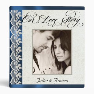 Our Love Story Photo Wedding Album - Dark Blue 3 Ring Binder