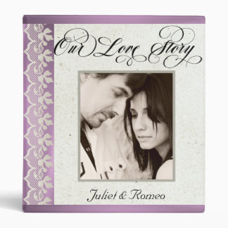 Our Love Story Photo Wedding Album - Lavender 3 Ring Binder