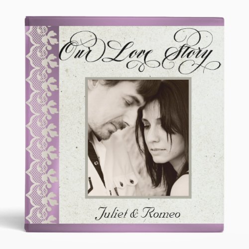 Our Love Story Photo Wedding Album - Lavender 3 Ring Binder