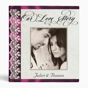 Our Love Story Photo Wedding Album - Plum 3 Ring Binder