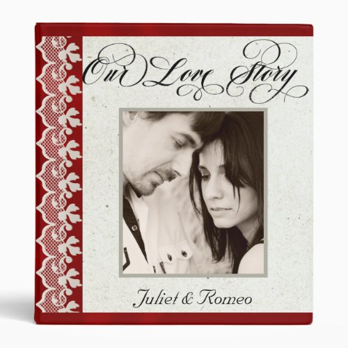 Our Love Story Photo Wedding Album - Red 3 Ring Binder