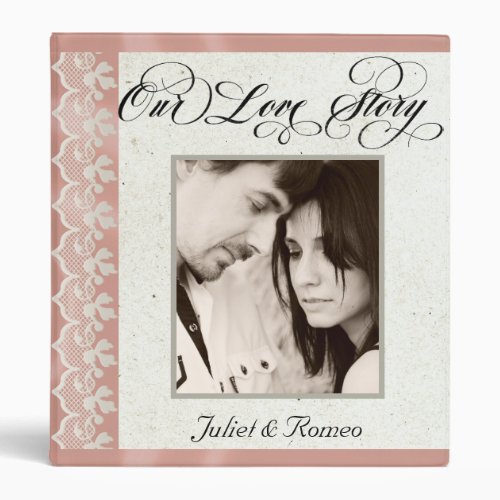 Our Love Story Photo Wedding Album - Rose Gold 3 Ring Binder