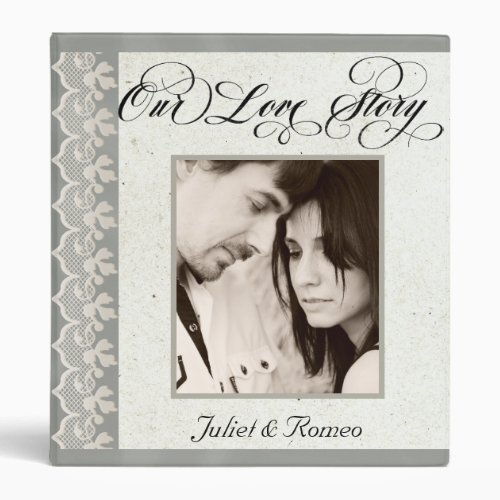 Our Love Story Photo Wedding Album - Sage 3 Ring Binder