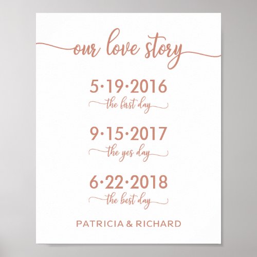Our Love Story Special Dates Rose Gold  Sign