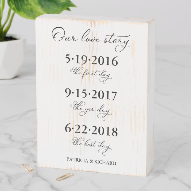 Our Love Story Special Dates Timeline Wedding Sign (In Situ Vertical)