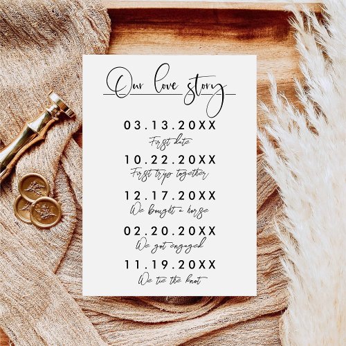 Our Love Story Special Dates Timeline Wedding Sign