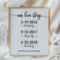 Our Love Story Special Dates Timeline Wedding Sign