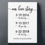 Our Love Story Special Dates Timeline Wedding Sign Plaque<br><div class="desc">This stunning calligraphy wedding suite exudes a modern, bold, and timeless design. Our comprehensive collection provides everything you need to create a cohesive and chic atmosphere, including matching menu cards, personalized napkins, striking signs, favors, and much more. Don't hesitate to reach out via chat for personalized assistance or to discover...</div>