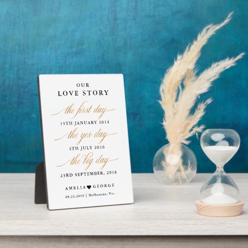 Our love story timeline sign plaque