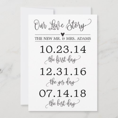 Our Love Story Timeline Wedding Sign Decor Invitation