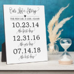 Our Love Story Timeline Wedding Sign Decor Plaque<br><div class="desc">Simple modern calligraphy love story dates wedding sign decor perfect for your reception,  ceremony,  or anniversary gift!</div>