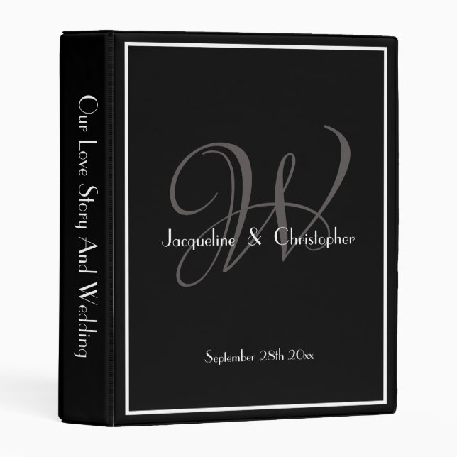 Our Love Story Wedding Monogram Simple Elegant Mini Binder (Front/Spine)