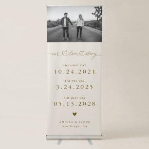 Our Love Story Wedding Timeline Photo Beige Retractable Banner