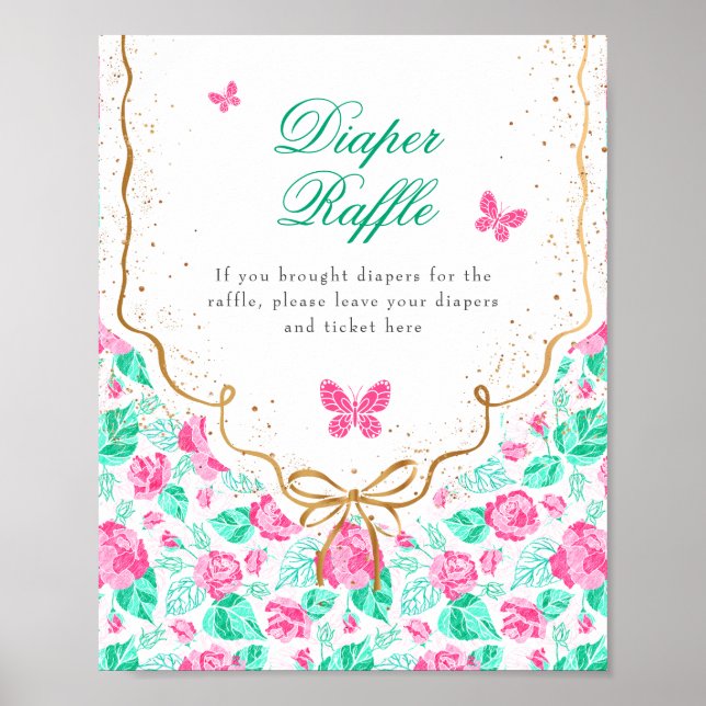 Our Lovely One Baby Shower Diaper Raffle Sign (Front)