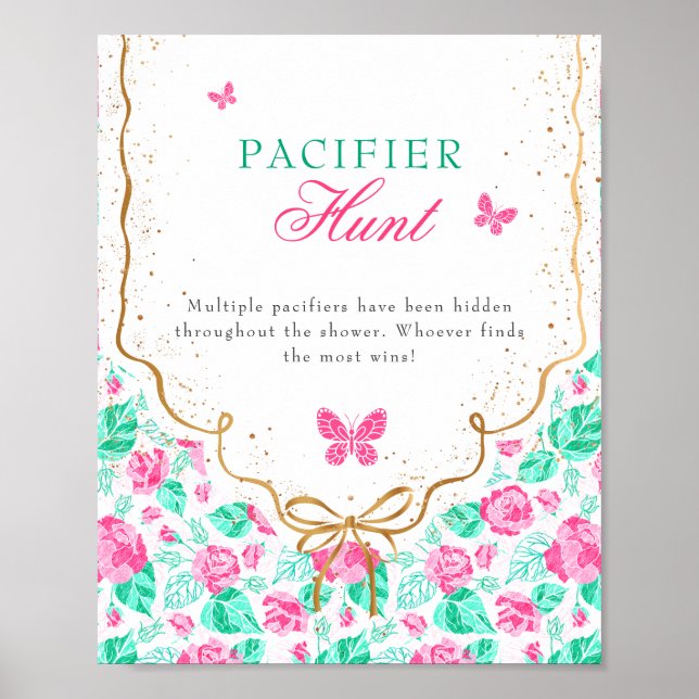 Our Lovely One Baby Shower Pacifier Hunt Game Sign (Front)