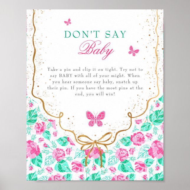 Our Lovely One Don't Say Baby Shower Game Sign (Front)