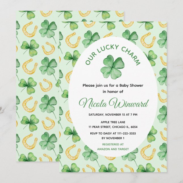 Our Lucky Charm St Patrick's Baby Shower Invitation (Front/Back)