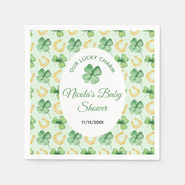 Our Lucky Charm St Patrick's Baby Shower Napkins (Front)
