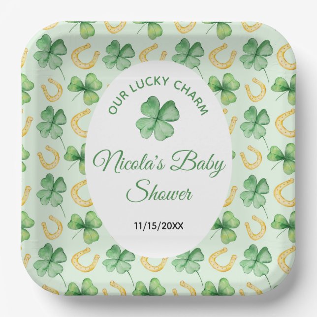 Our Lucky Charm St Patrick's Baby Shower Paper Plates (Front)