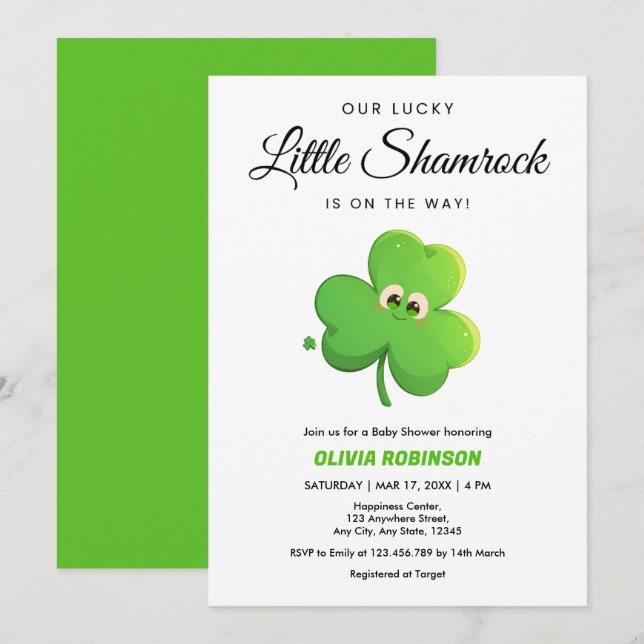 Our Lucky Little Shamrock Baby Shower  Invitation (Front/Back)