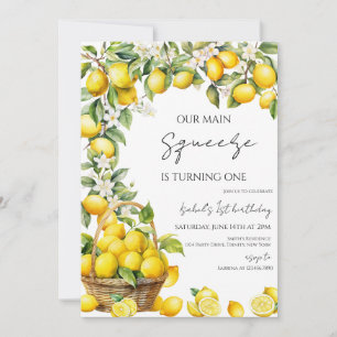 Our Main Squeeze Lemon Birthday Invitation
