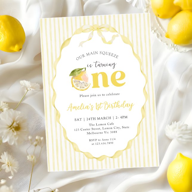 Our main Squeeze Lemon Citrus 1st Birthday Invitation (Creator Uploaded)
