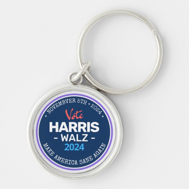 Our Make America Sane Again Harris Walz 2024  Keychain (Front)