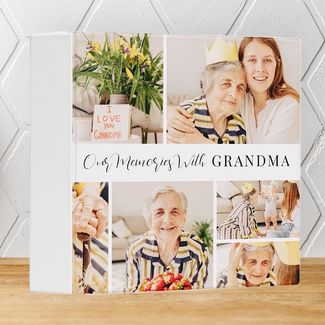 Our Memories with Grandma Modern Photo Collage 3 Ring Binder (Creator Uploaded)