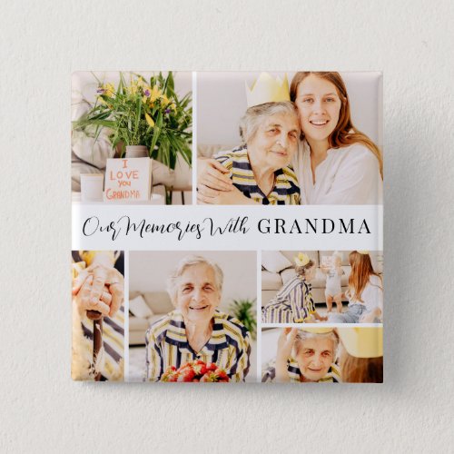 Our Memories with Grandma Modern Photo Collage Button