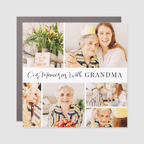Our Memories with Grandma Modern Photo Collage Car Magnet