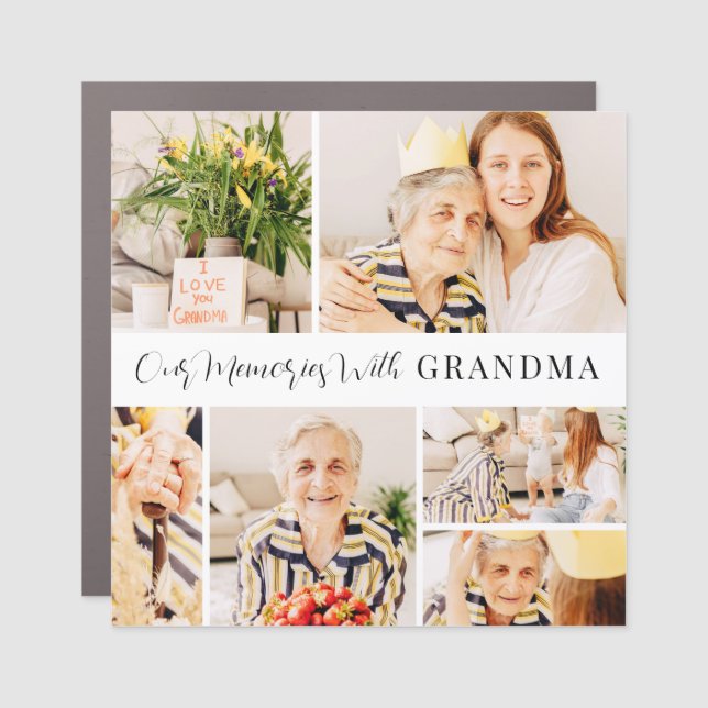 Our Memories with Grandma Modern Photo Collage Car Magnet (Front)