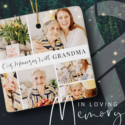Our Memories with Grandma Modern Photo Collage Ceramic Ornament