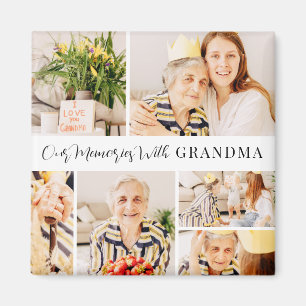 Our Memories with Grandma Modern Photo Collage Magnet