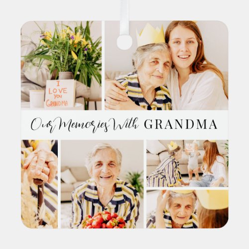 Our Memories with Grandma Modern Photo Collage Metal Ornament