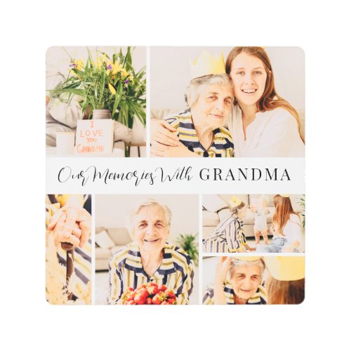 Our Memories with Grandma Modern Photo Collage Metal Print