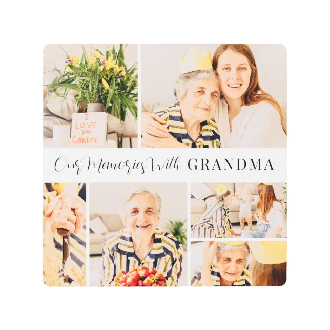 Our Memories with Grandma Modern Photo Collage Metal Print (Front)