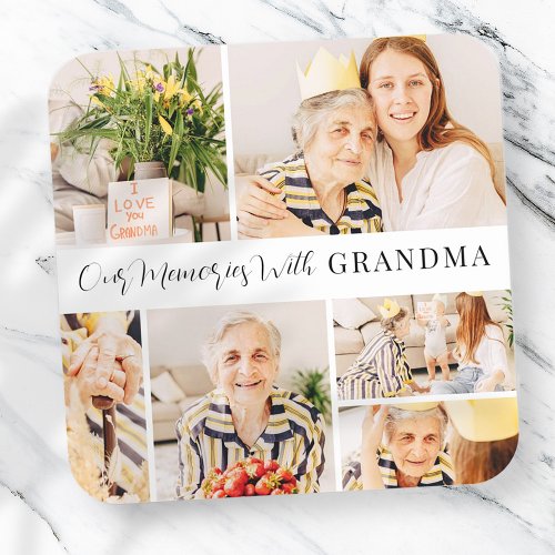 Our Memories with Grandma Modern Photo Collage Square Sticker