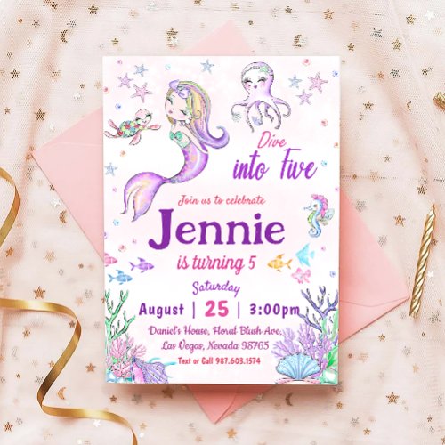 Our Mermaid Birthday Party Under The Sea Party Invitation