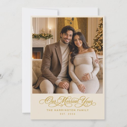 Our Merriest Year Christmas Family Photo Holiday Card