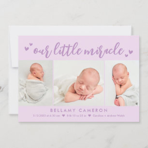Our Miracle Editable Color Baby Birth Announcement