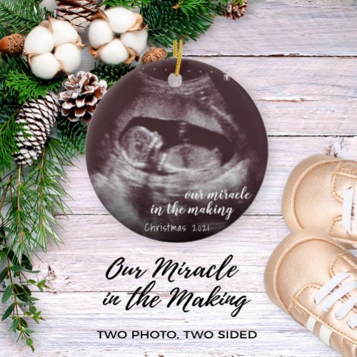 Our Miracle In Making Ultrasound Sonogram Photo Ceramic Ornament