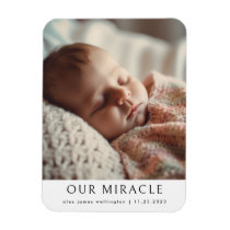 Our Miracle Modern Photo Baby Birth Announcement Magnet