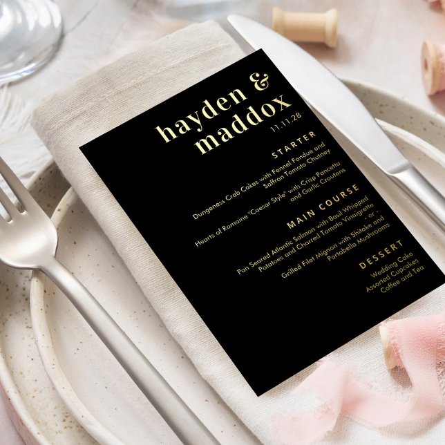 Our Moment REAL FOIL Modern Wedding Menu Card (Creator Uploaded)