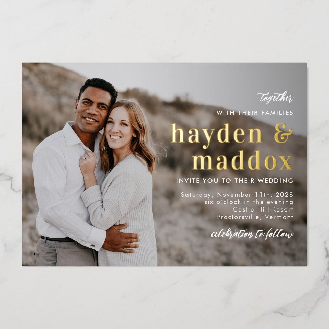 Our Moment REAL FOIL Photo Wedding Invitation (Front)