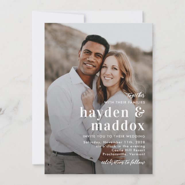 Our Moment Simple Elegant Photo Wedding Invitation (Front)