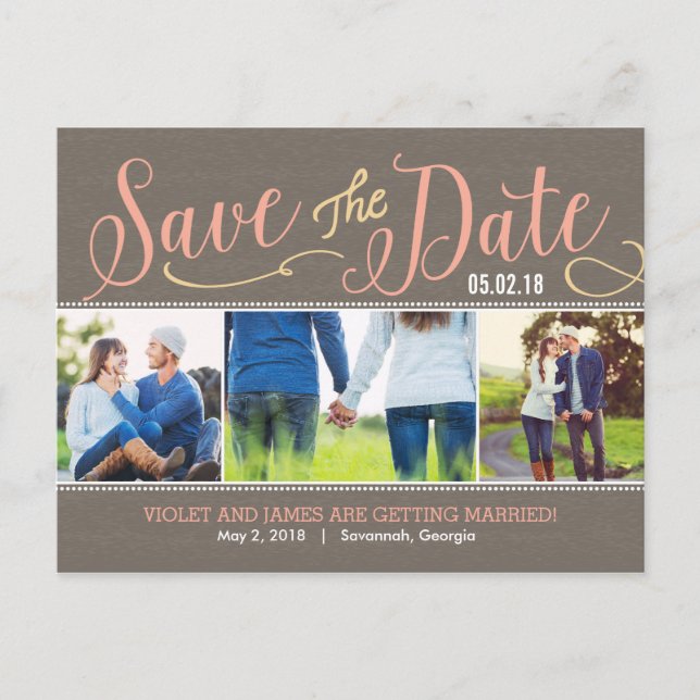 Our Moments Save The Date Postcard - Peach (Front)