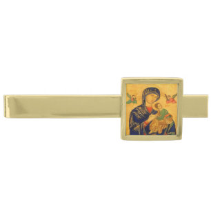 Our Mother of Perpetual Help Gold Finish Tie Bar