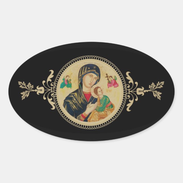 Our Mother of Perpetual Help Oval Sticker (Front)
