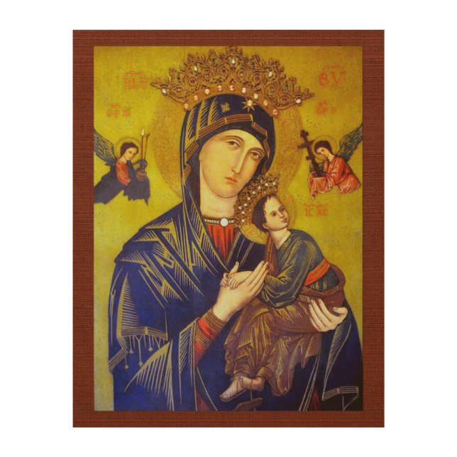 OUR MOTHER OF PERPETUAL HELP SACRED IMAGE WOOD WALL ART (Front)