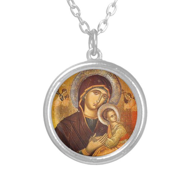 Our Mother of Perpetual Help Silver Plated Necklace (Front)